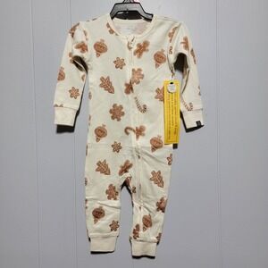 Modern Moments by Gerber Gingerbread Christmas Union Suit Sleeper 18M Cream New